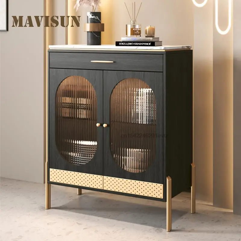 Light Luxury Retro Dining Sideboard Domestic Rock Slab Wine Cabinet French Fireplace Decoration Storage Cabinets For Living Room