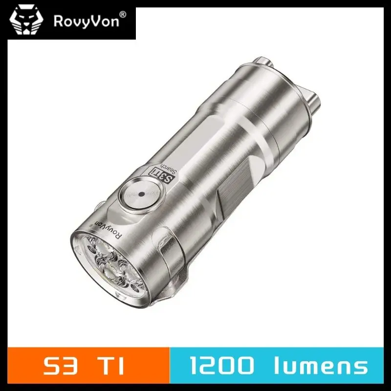 RovyvonS-3チタンLEDトーチ,5000k,1200ルーメン,充電式,超高輝度,屋外用,USB-C AliExpress