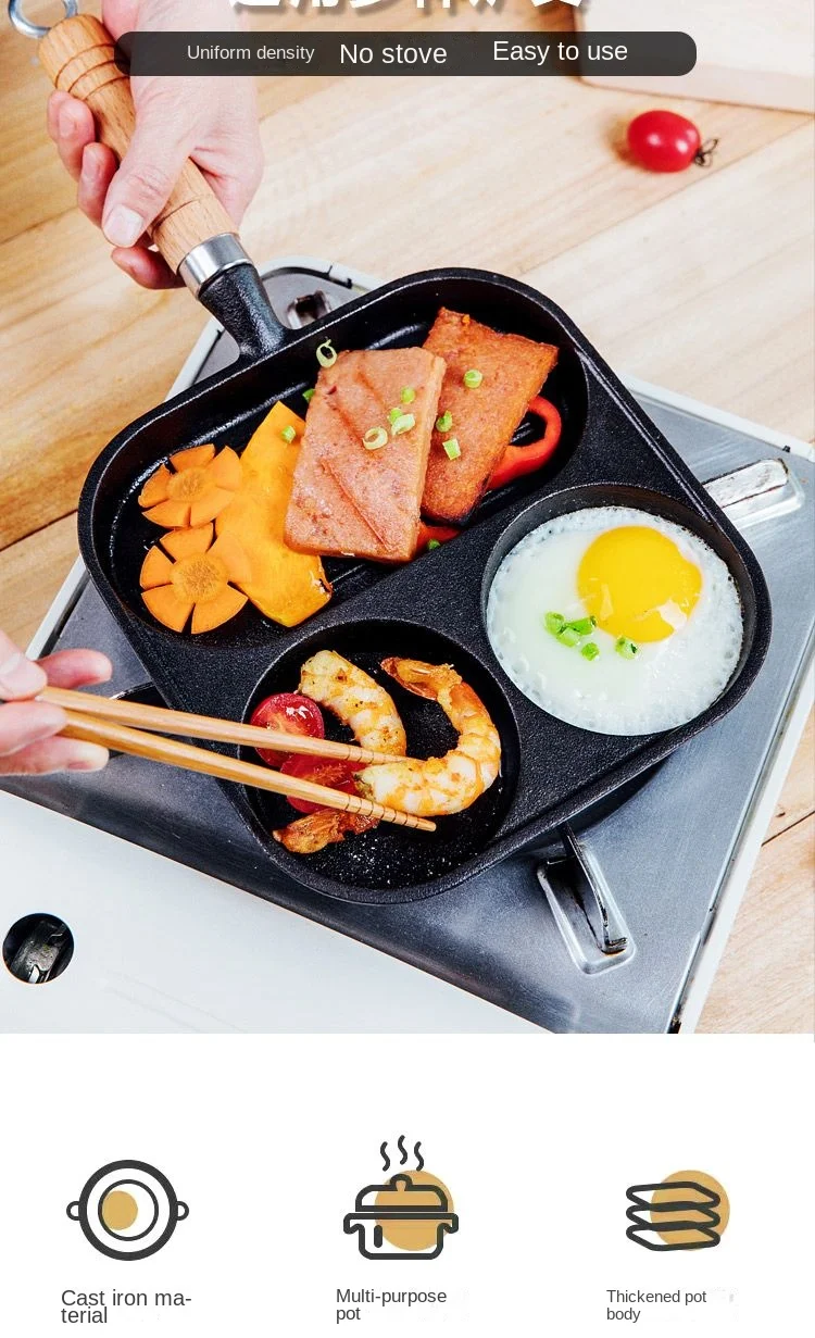 Simple Kitchen Three Hole Fried Egg Maker Cast Iron Burger Machine