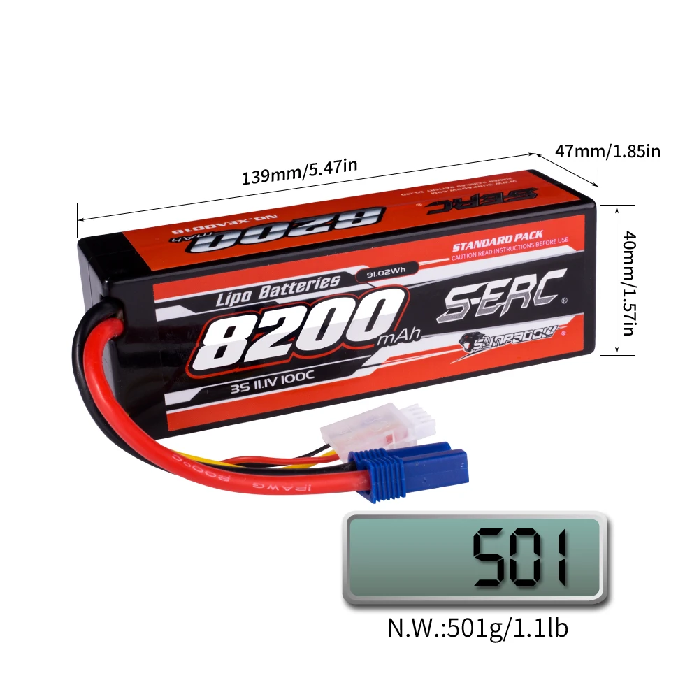 SUNPADOW 2S 3S 4S 7.4V 11.1V 14.8V Lipo Battery EC5 Plug 8200mAh 100C for RC Car Plane DJI Truck Tank Buggy Racing Boat Models 5