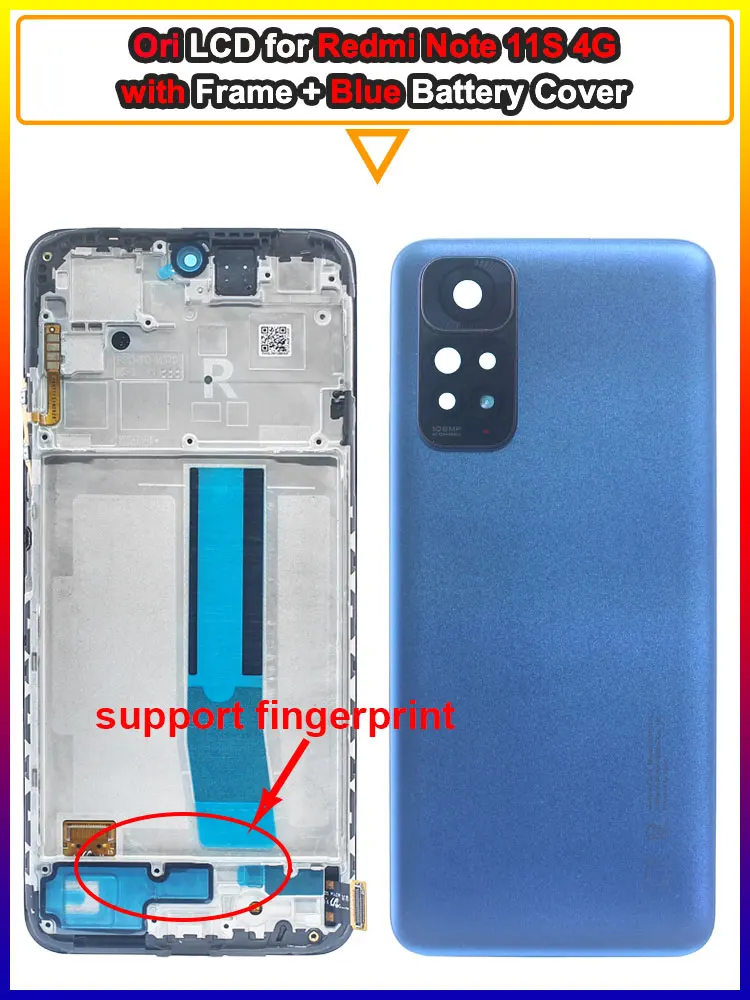 Telaio Centrale + Cornice Laterale E Tasti Volume Per Xiaomi Redmi Note 11S 4G E Note 11 4G | Ricambio Compatibile Medio Frame Blu