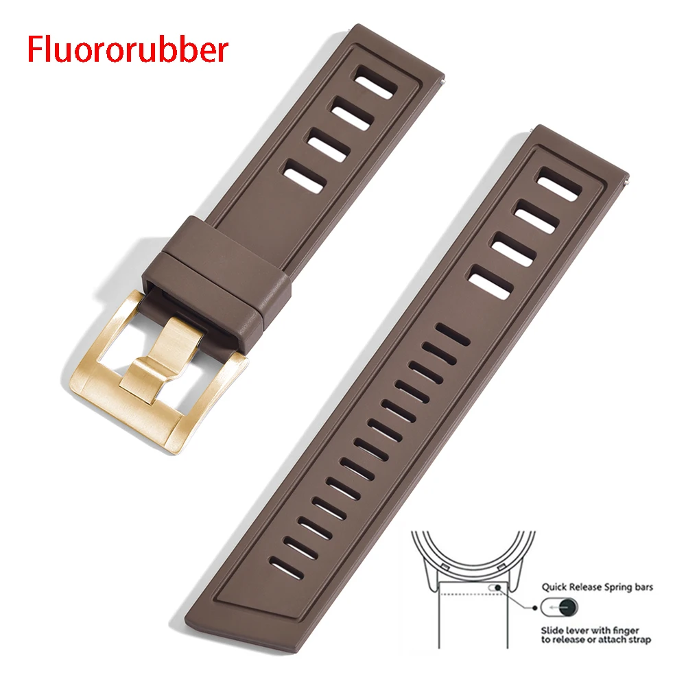Enhanced Fluororubber Quick Release Waterproof Watch Strap