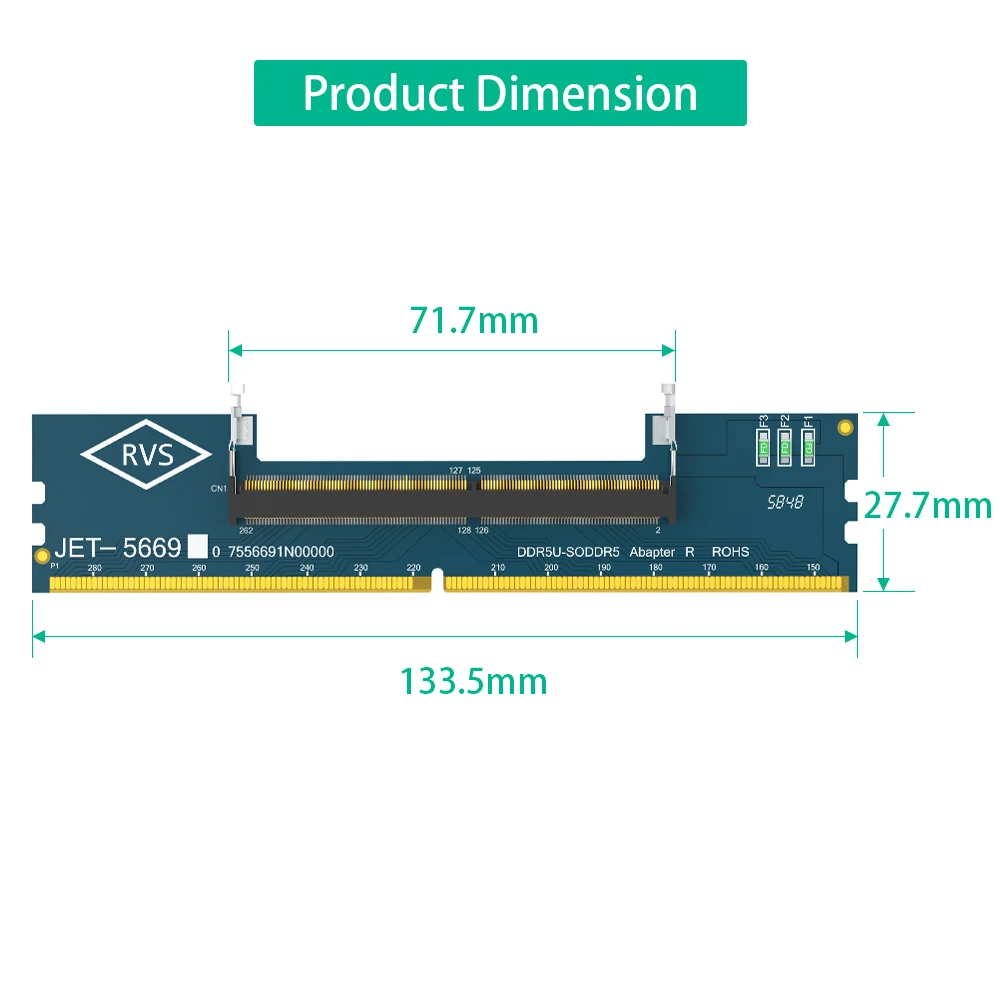 2PCS 노트북 DDR5 RAM-SO DDR5 U-DIMM 데스크탑 어댑터 카드 메모리 테스터 SO DDR5-DDR5 U-DIMM 변환기 6층 PCB 디자인