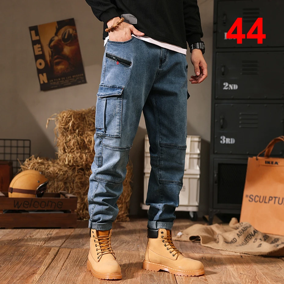

42 44 Plus Size Jeans Men Denim Pants Baggy Jeans Cargo Pants Loose Fashion Causal Trousers Male Big Size Bottoms