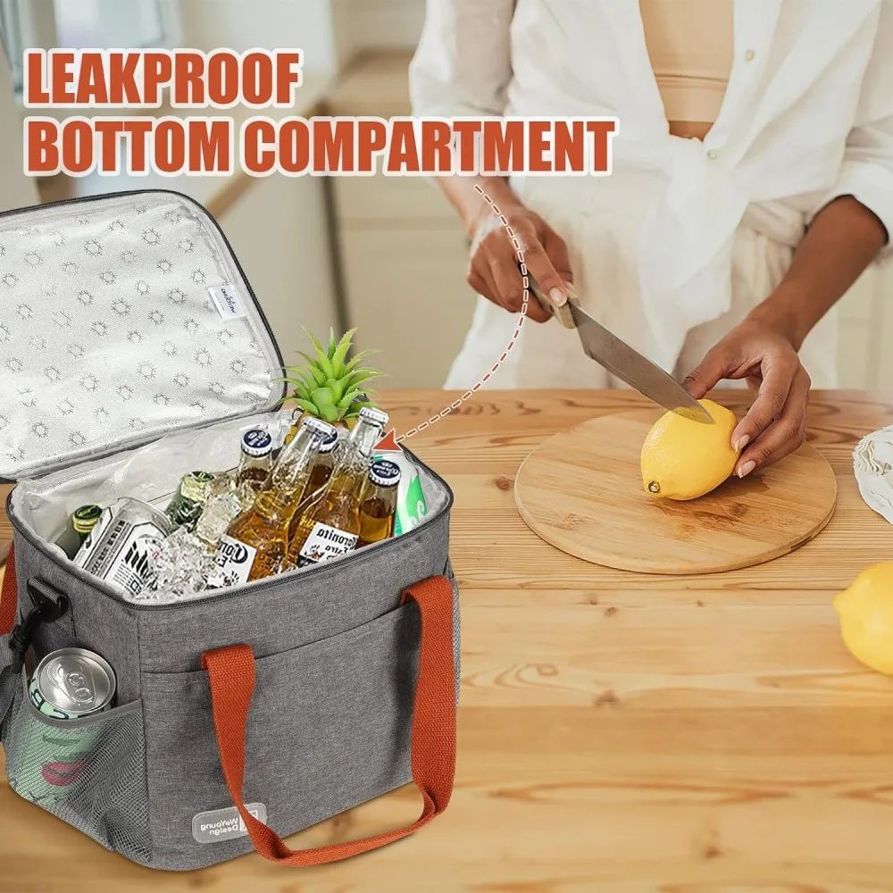 Women's Insulated Lunch Tote Bag - Durable Thermal Organizer for Picnics, Hiking, and Beach Outings