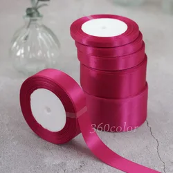Glitter Gold Satin Ribbon for Crafts and Decorations - 25 Yards, 6mm to 50mm Width (Rose Red)