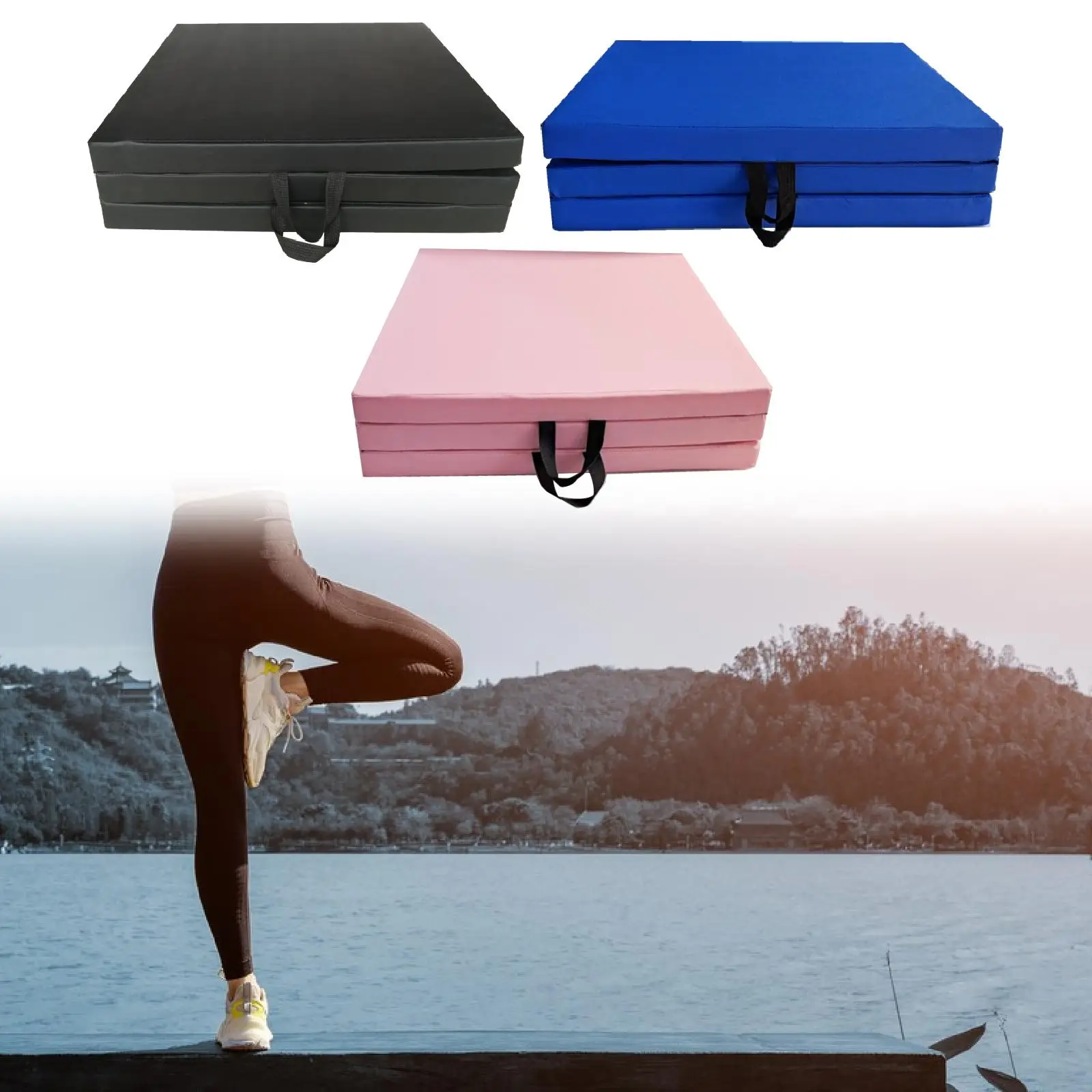 Three Fold Exercise Mat Gymnastics Balance Mat Lightweight Portable Home Cardio