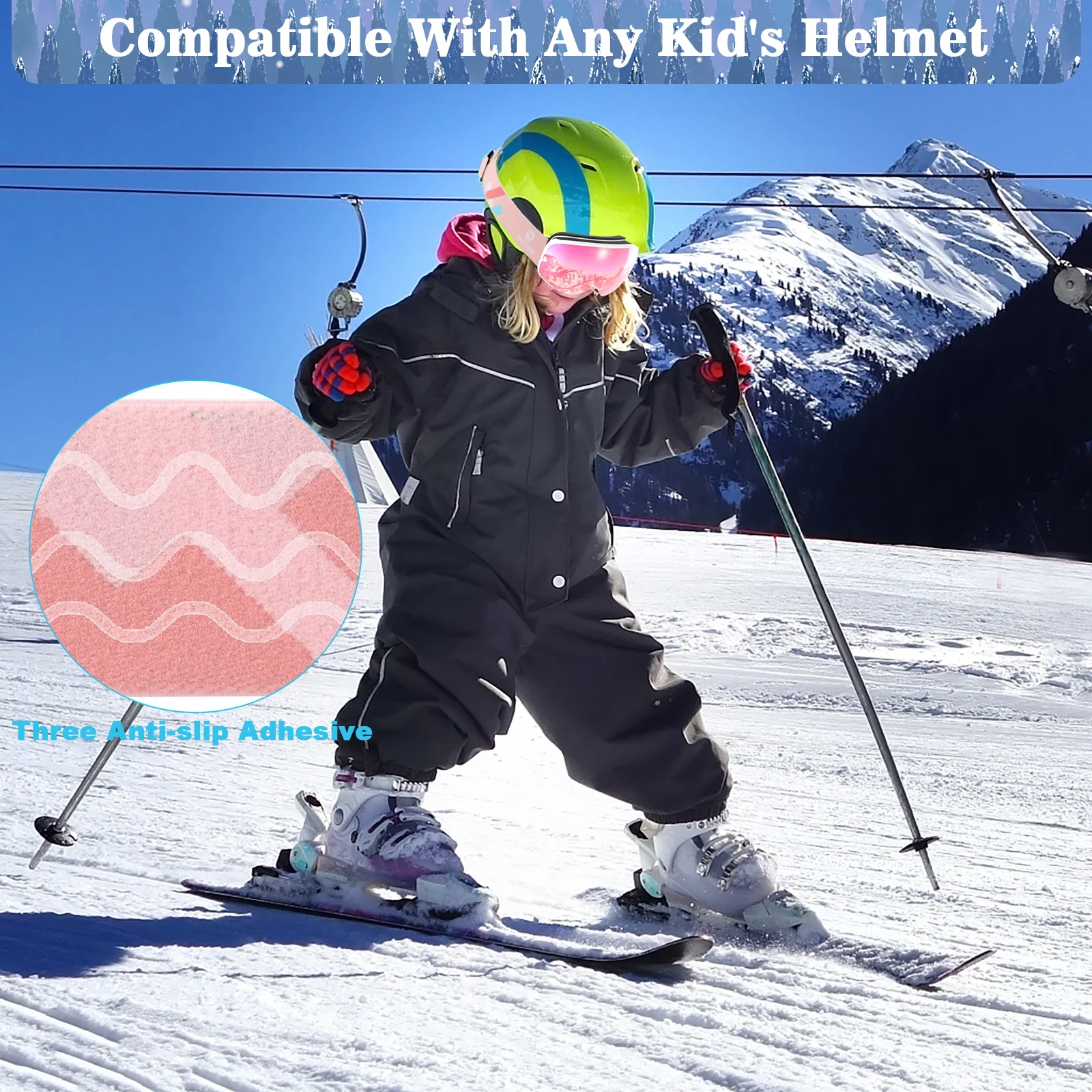 findway Masque de Ski Protection pour Enfant 5 à 16 Ans Lunette Ski Masque  Ski OTG