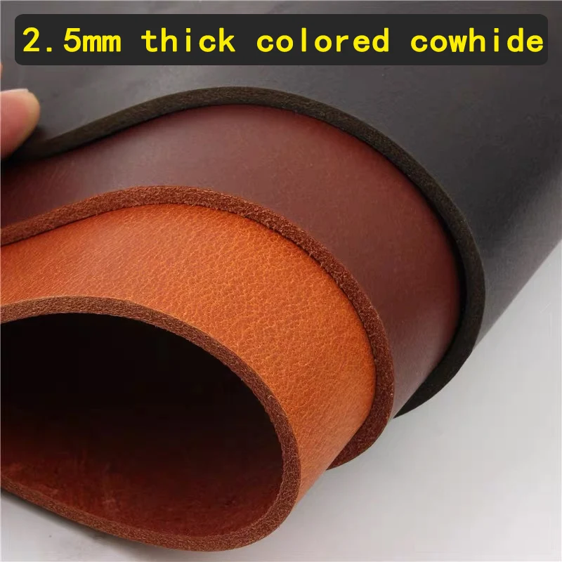 Premium Plant-Tanned 2.5mm Thick Top Layer Cowhide Leather - Brown/Black