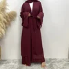 Mode mousseline de soie Abaya Kimono dubaï musulman Cardigan Abayas femmes Robe décontractée femme Islam vêtements avec ceinture