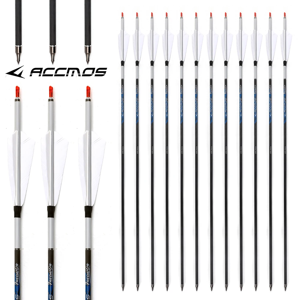 

12pcs ID6.2 Spine 200-800 Turkish WHite Feather Carbon Arrow for Hunting Compound Bow and Recurve Bow Archery Carbon Arrow