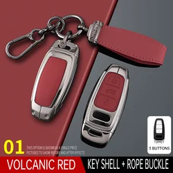 Elegant Zinc Alloy Leather Car Key Case - Premium Auto Accessory (01 Red)