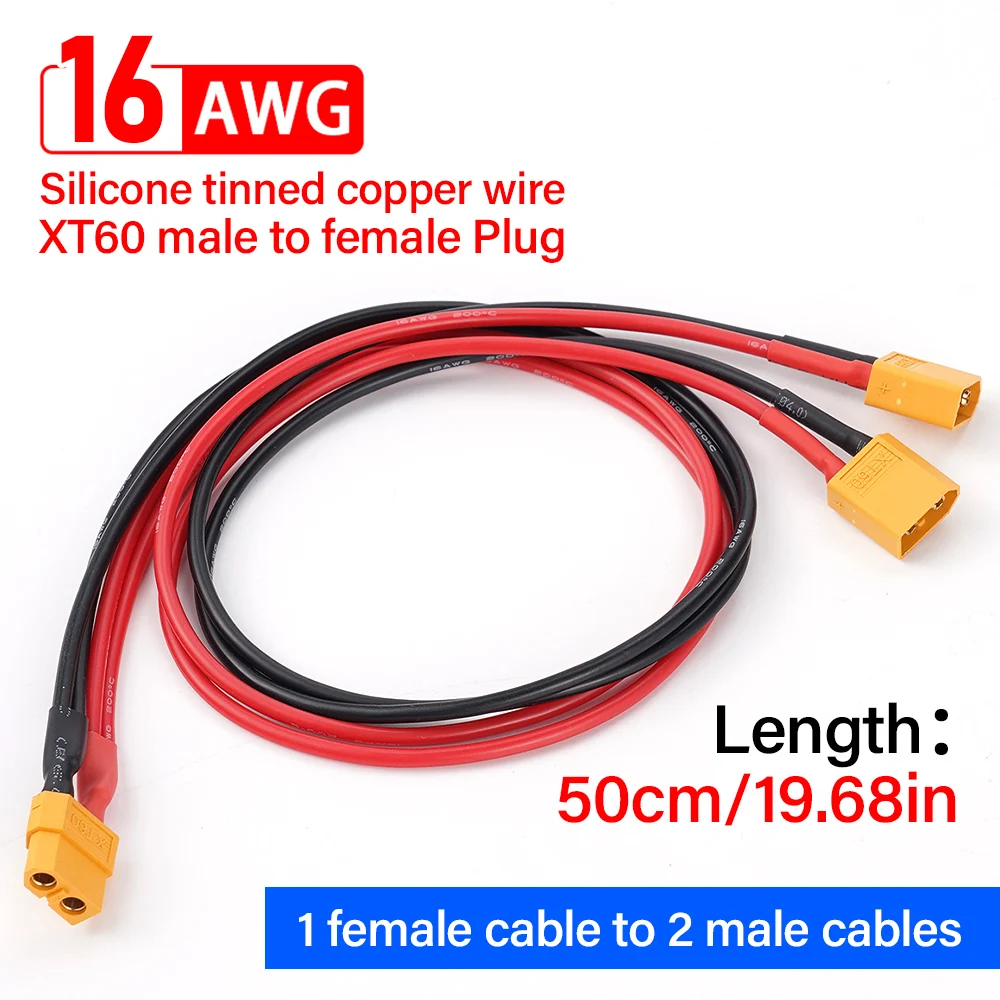 Câble XT60/XT30 1F-2M 50cm 16AWG pour drone batterie chargeur