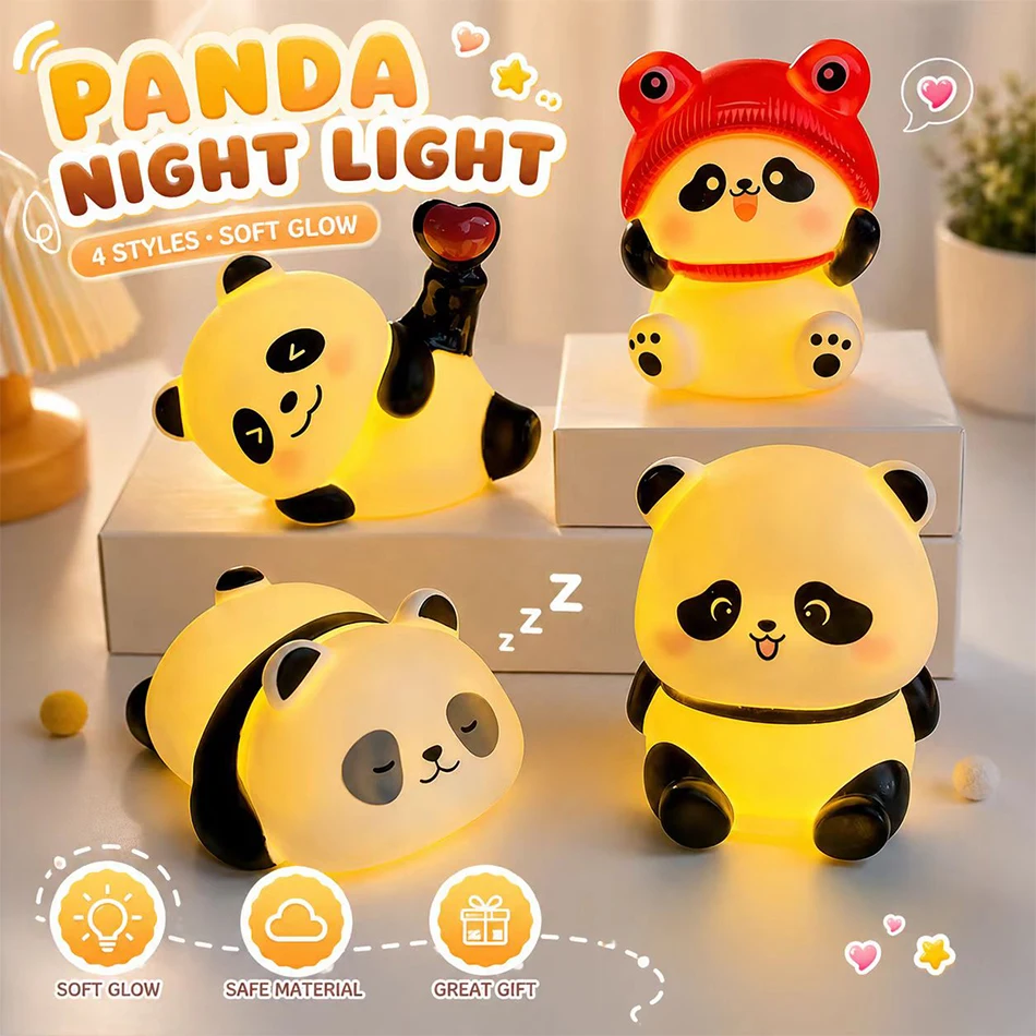 Neue Panda LED-Nachtlampe Wohnzimmer Niedliche Panda-Plastiklampe Nachttisch-Deko Kreative Kinder-Nachtleuchte Geburtstagsgeschenk Dekoration