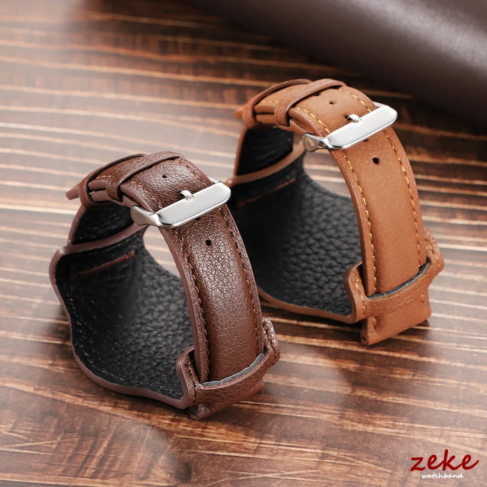Premium Genuine Calfskin Watch Strap - Vintage Cowhide Leather Band for Men, Available in Brown and Black