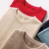 100% Merino Wool Sweater Men's Round Neck Thickened Tops Autumn Winter New Soft Warm Casual Solid Color Knitted Pullover 2