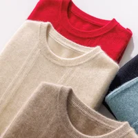 100% Merino Wool Sweater Men's Round Neck Thickened Tops Autumn Winter New Soft Warm Casual Solid Color Knitted Pullover 2