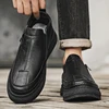 Men's Board Shoes Spring 2025 New Wear-resistant Slip-on Casual Chef Leather Shoes Work Non-slip Labor Protection Shoes 6