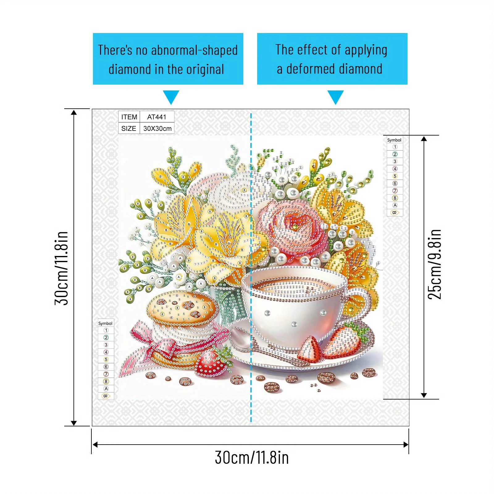 DIY Coffee and flowers 5D Special Shape Diamond Art Kits for Beginners,Diamond Art Painting Kits for Home Wall Decoration Gift