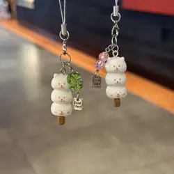 Charming Kawaii Cat Leaf Phone Charm - Handmade DIY Accessory (2pcs)