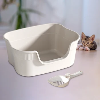 Semi Enclosed Cat Litter Box Anti Splashing Cat Toilet Sand Box with Litter Shovel Pet Bedpan Tray Pet Cleaning Supplies 1