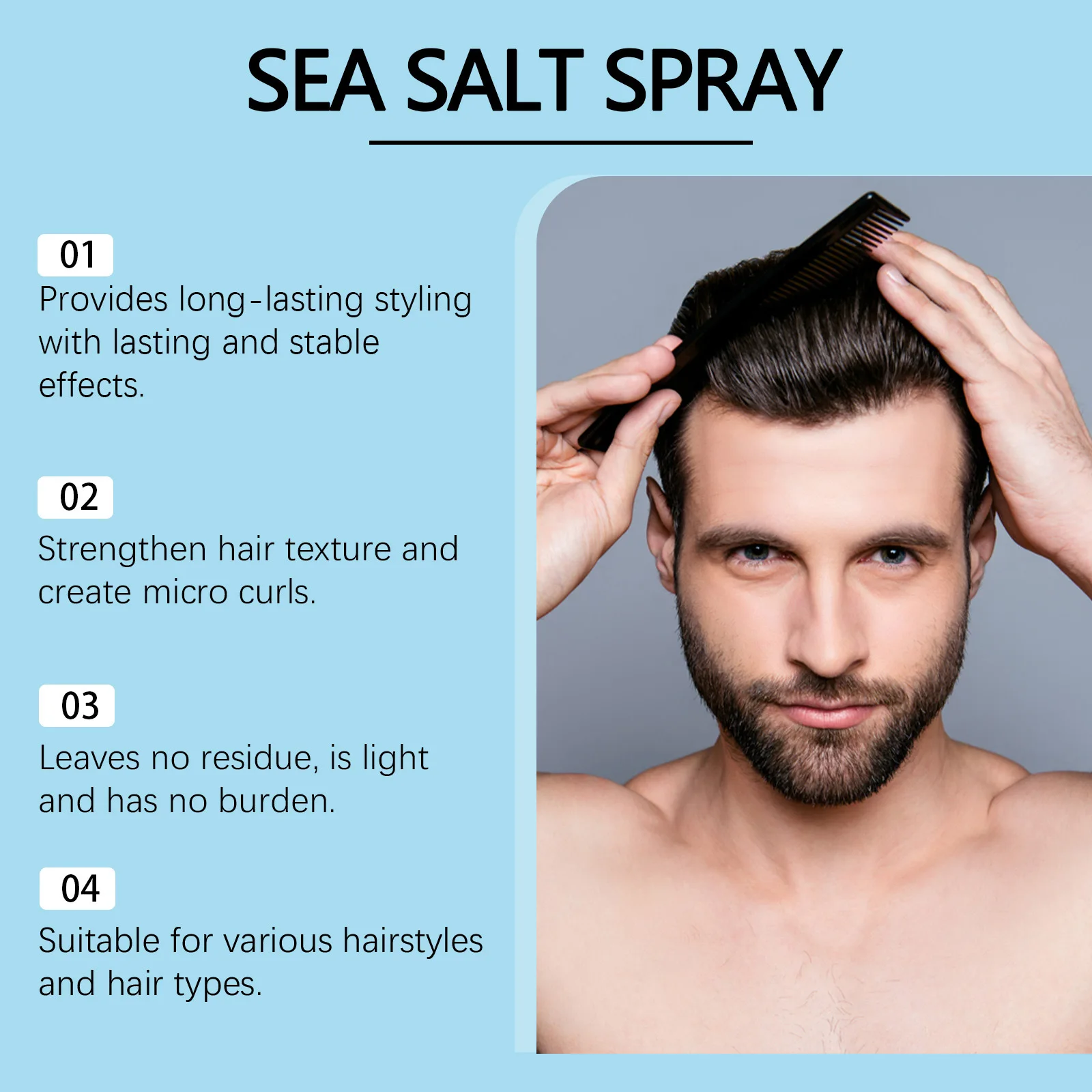 Hair Styling Spray Thickening Volume Defining Wave Curls Strengthening Shine Resisting Wind Lasting Sea Salt Hair Holding Spray
