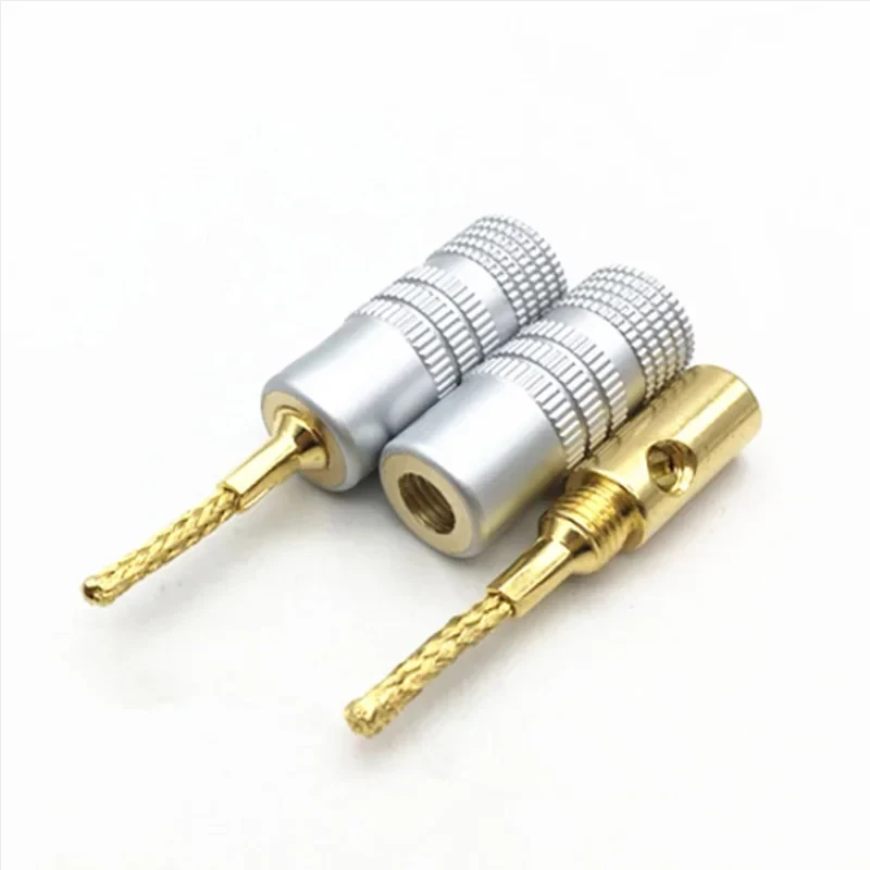 4Pcs/lot 2MM Copper Wire Gold-Plated Welding-Free Banana Plug Speaker Wire Plug Braided Wire Plug Connector Terminals