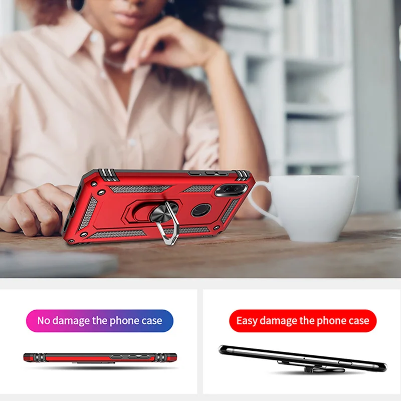 Luxury Shockproof Magnetic Ring Holder Phone Case with Armor Stand Design