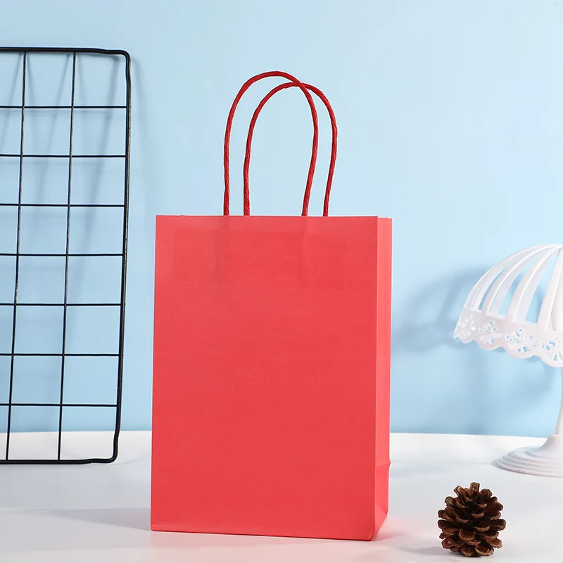 10pieces Kraft Paper Gift Bags Candy Colorful Packaging Craft Gifts Wedding Party Decoration Bags Black White Red Navy Blue Pink 5