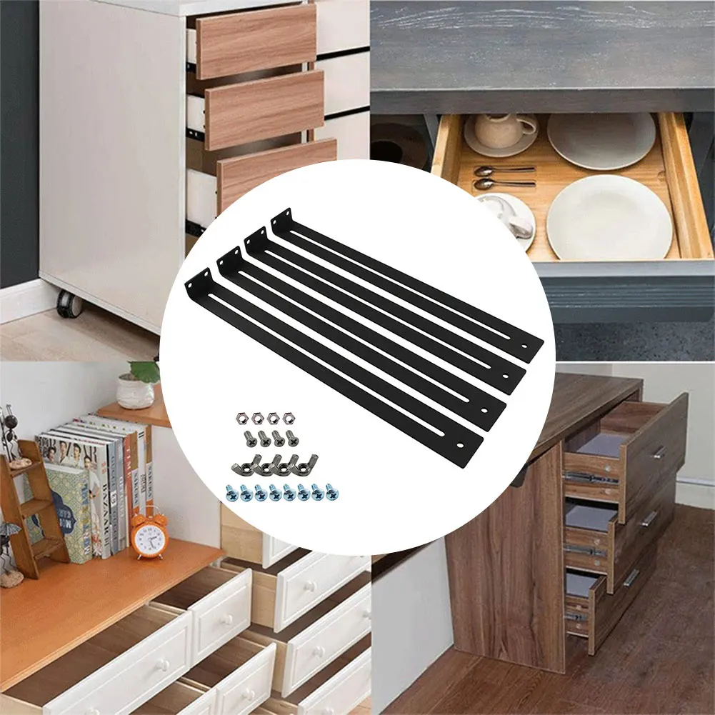 Furniture Repair Kit Mounting Brackets Middle Mount To Reinforce and Repair Breakage for Wood/Particleboard/MDF Chest of Drawers