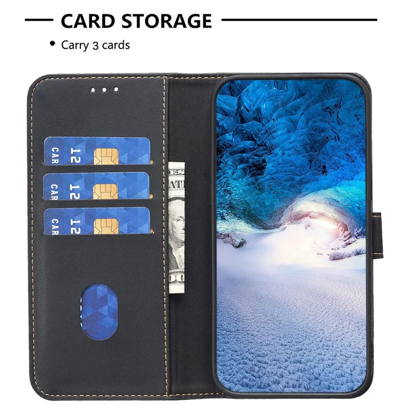Leather Flip Wallet Phone Case with Magnetic Card Slots and Secure Phone Cover Shell