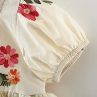 Summer New Girl's Dress Cute Bubble Sleeves Embroidered Cotton Skirt Comfortable Children's Clothing Suitable for 0-3 Years Old 5