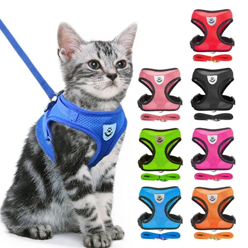 Breathable Mesh Pet Harness & Leash Set Adjustable Polyester Vest Harness with Collar Suitable for Cats Puppies Small Medium Dog Breathable Mesh Pet Harness & Leash Set Adjustable Polyester Vest Harness with Collar Suitable for Cats Puppies Small Medium Dog