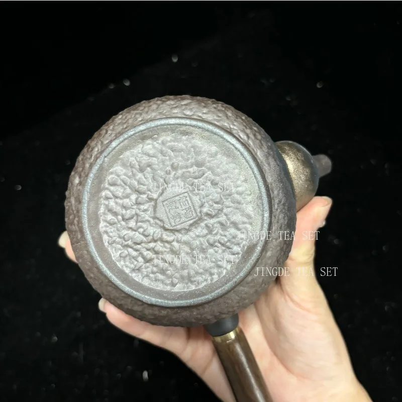 200ml Japanese Gilt Iron-glazed Teapot Solid Wood Handle Filter Tea Pot Retro Pottery Tea Maker Chinese Tea Set Accessories