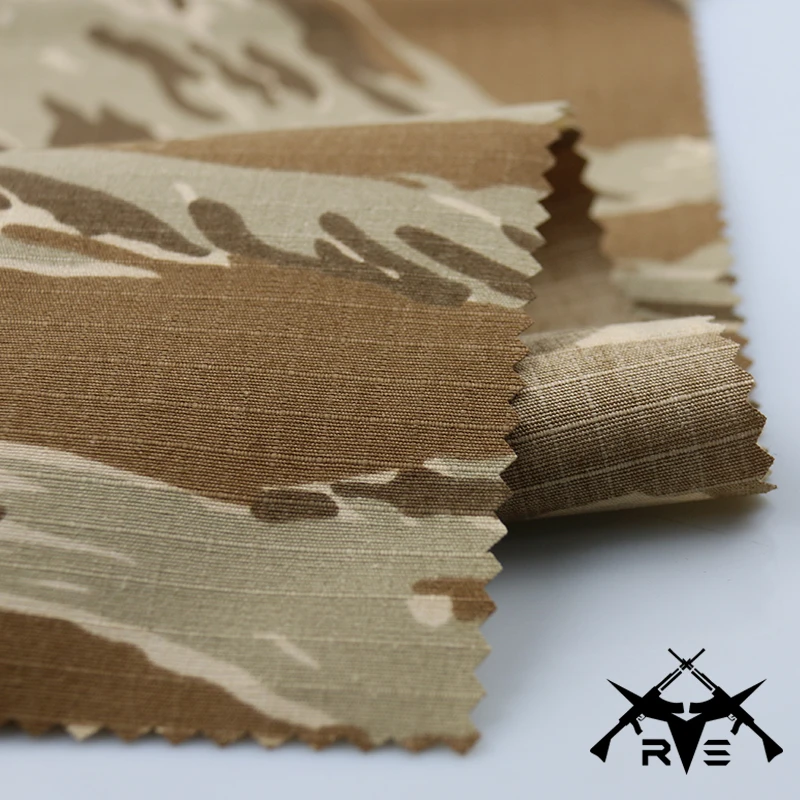 Reißfestigkeit TC 65/35 kariertes Polyester-Baumwolltuch für taktische DIY-Kleidung 1,5 m Breite * 1 m Länge Desert Tiger/Green Tiger – Detail 2