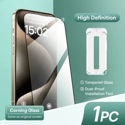 Baseus Ultra - Thin Corning Tempered Glass Screen Protector with Anti - Peeping Auto Installation - iPhone 15 Pro (HD Glass)