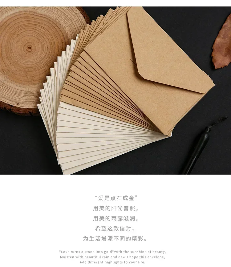Description Picture 5 of itemClassical White Black Kraft Blank Mini Paper Window Envelopes Wedding Invitation Envelope Gift Envelope Gift Bag