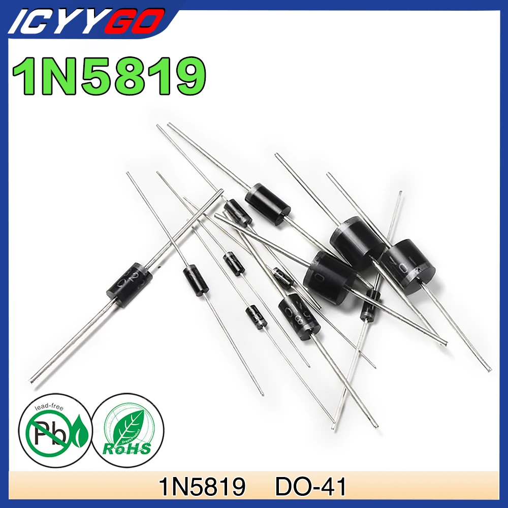 100 Diodi Raddrizzatori A Barriera Schottky 1N5819 Do-41 1A 40V Do-41 Assiali 1N In 5819 In5819 1 Amp 40 Volt Icyygo