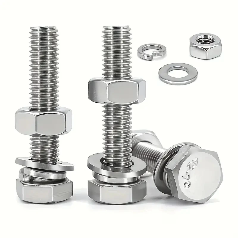 160 GUTEBANG M6 stainless steel bolt and nut kit-Heavy duty hexagonal screw with flat washer and spring washer.
