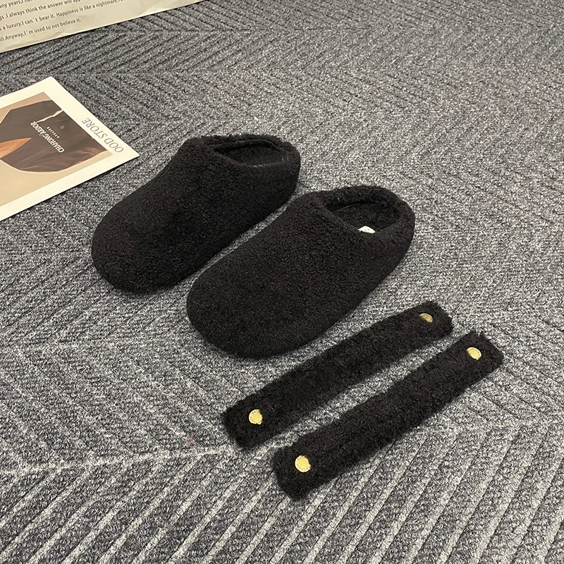 🩴 Winter Cotton Drag Outside Flat Fluffy Slippers