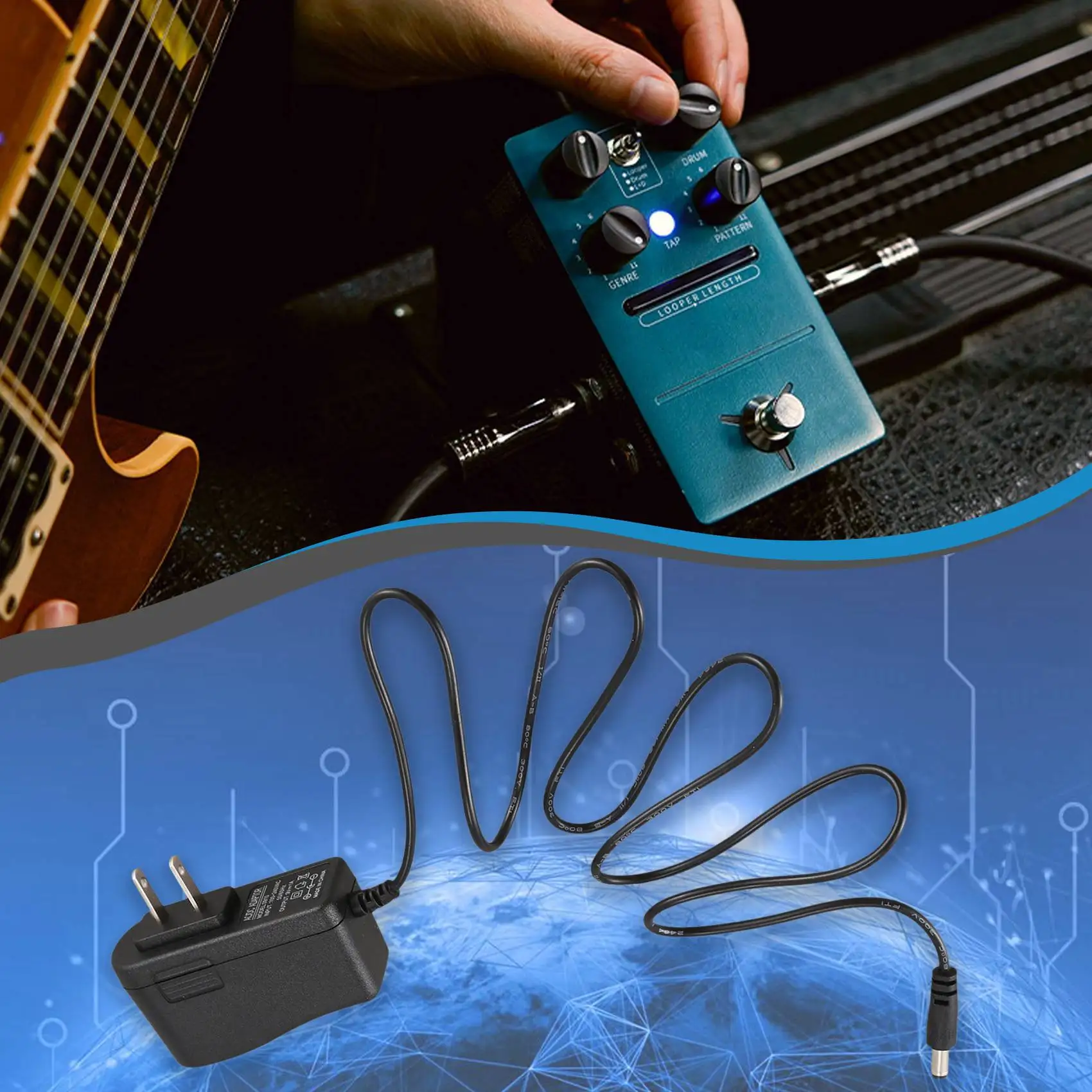 X12A Guitar Feeects Pedal Mains Replacement Power Supply AC Adaptor 9V 1A