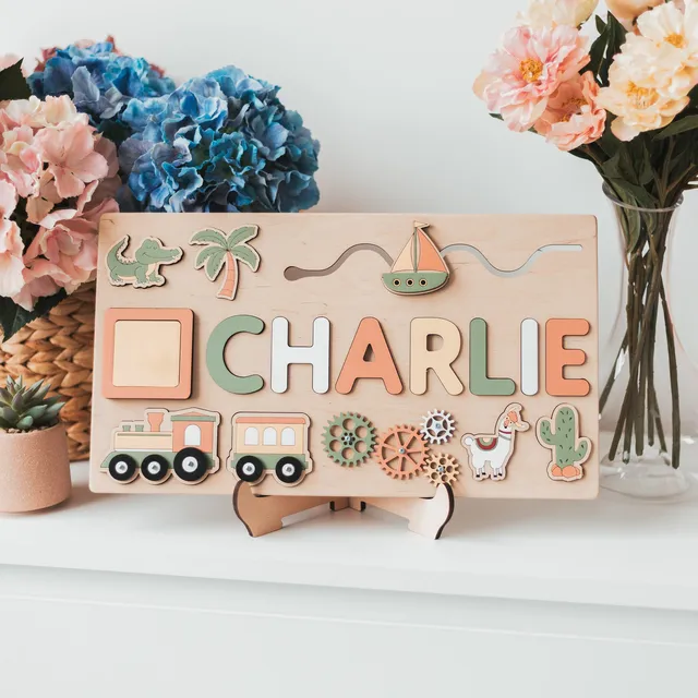 Personnalisé Name Puzzle Jouet Enfant 1 2 3 Ans, PRSTENLY Idee Personnalisé  Puzzles en Bois pour Enfants, Puzzle Bois pour Bebe Garçon ou Fille, Jouets  éducatifs pour Cadeau de Noel ou Anniversair 