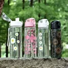 600ml Daisy Flower Plastic Water Bottle Sports Transparent Water Bottle Portable Gym Travel Clear Leakproof Drinking Bottle 6