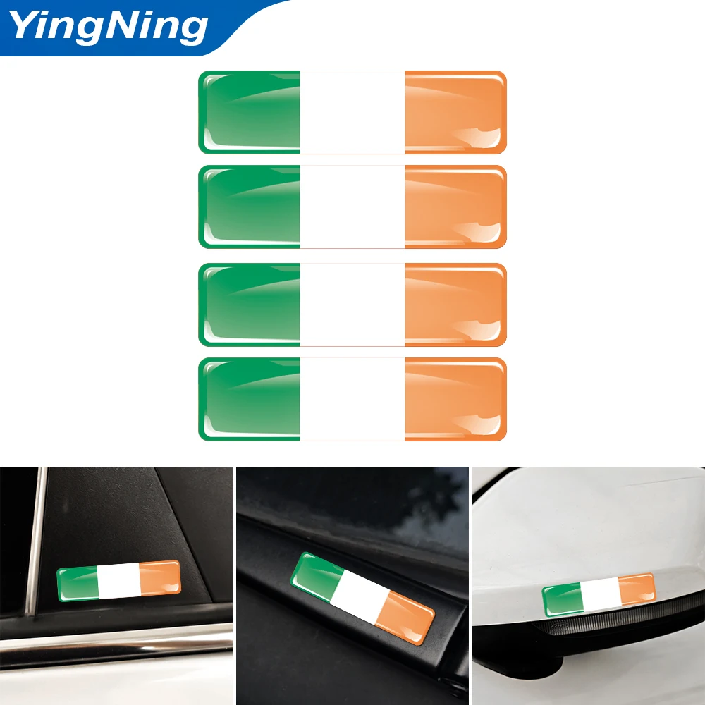 Irish Flag 3D Epoxy Resin Car Sticker Set – Stylish Auto Decoration Accessories (4-Pack)