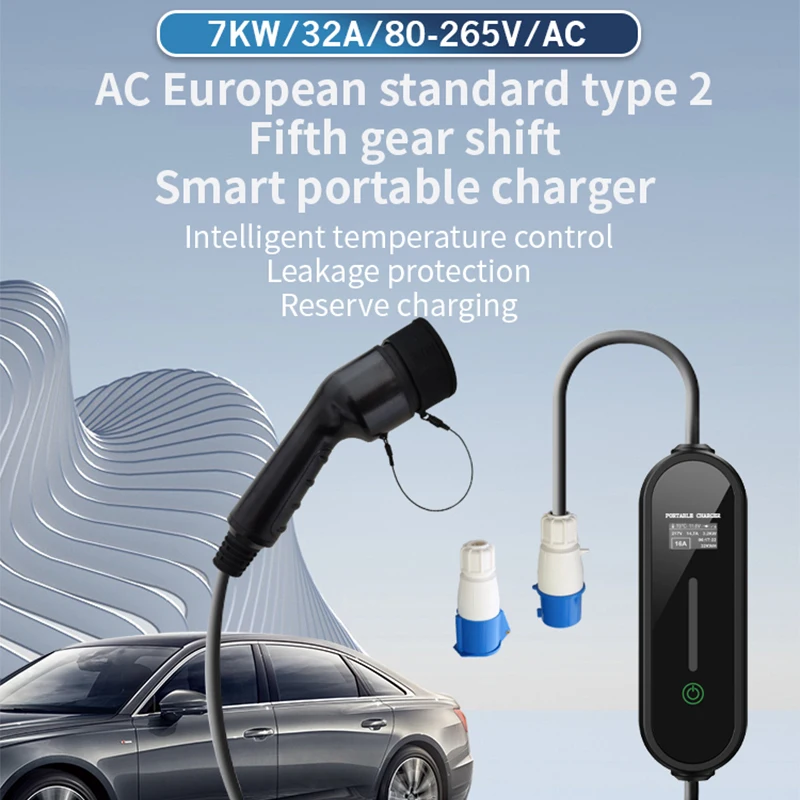 

Портативное зарядное устройство Youkuaichong для электромобилей, кабель Wallbox 2 32A 7KW CCS2 Plug EVSE, зарядная коробка IEC62196, адаптер для электромобиля