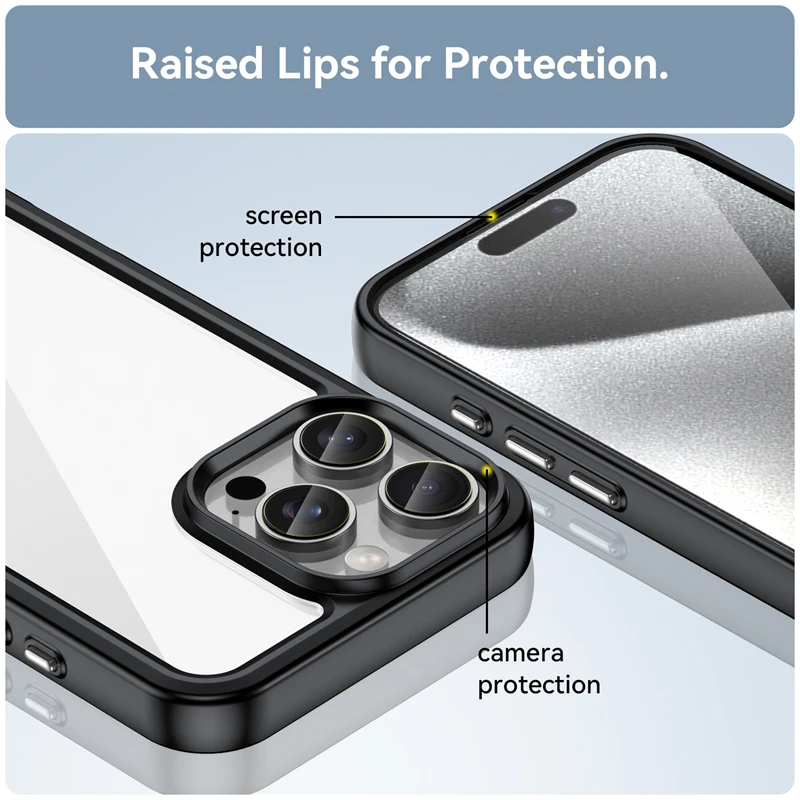 Hybrid Shockproof Transparent Armor Phone Case with Hard PC Bumper