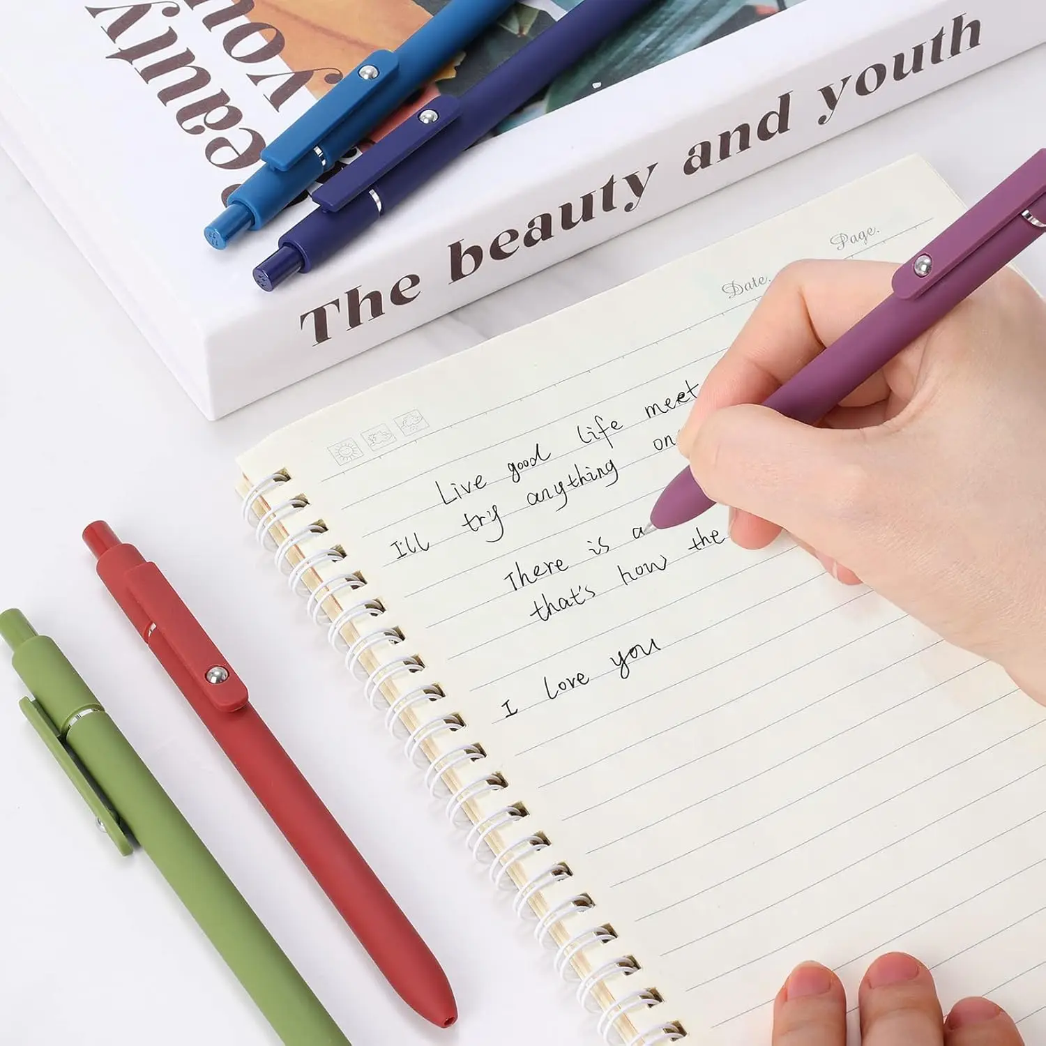 Gel Pens, 5 Pcs 0.5mm Quick Dry Black Ink Pens Fine Point Retractable Smooth Writing Pens for School Office Home Supplies 5