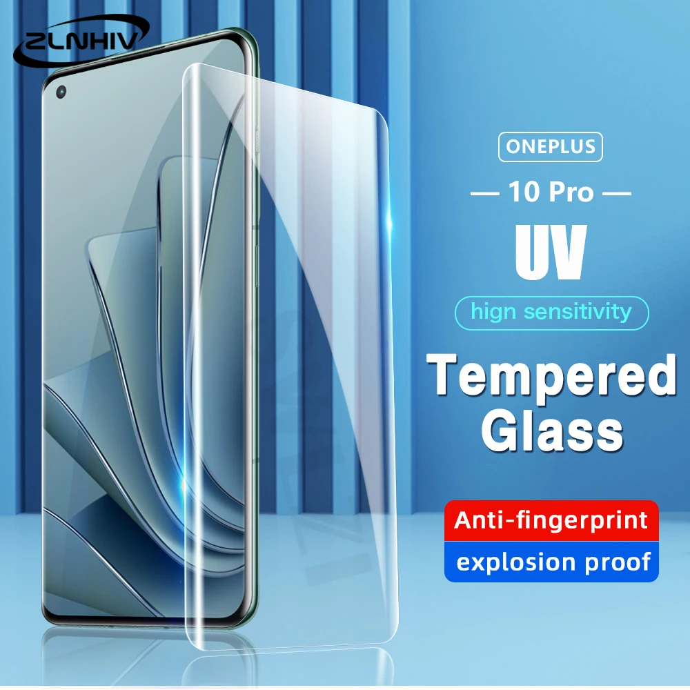 

ZLNHIV Full cover UV Tempered Glass For Oneplus 8 9 10 pro Protective Film For Oneplus 7 7T pro UV Glass phone Screen Protector