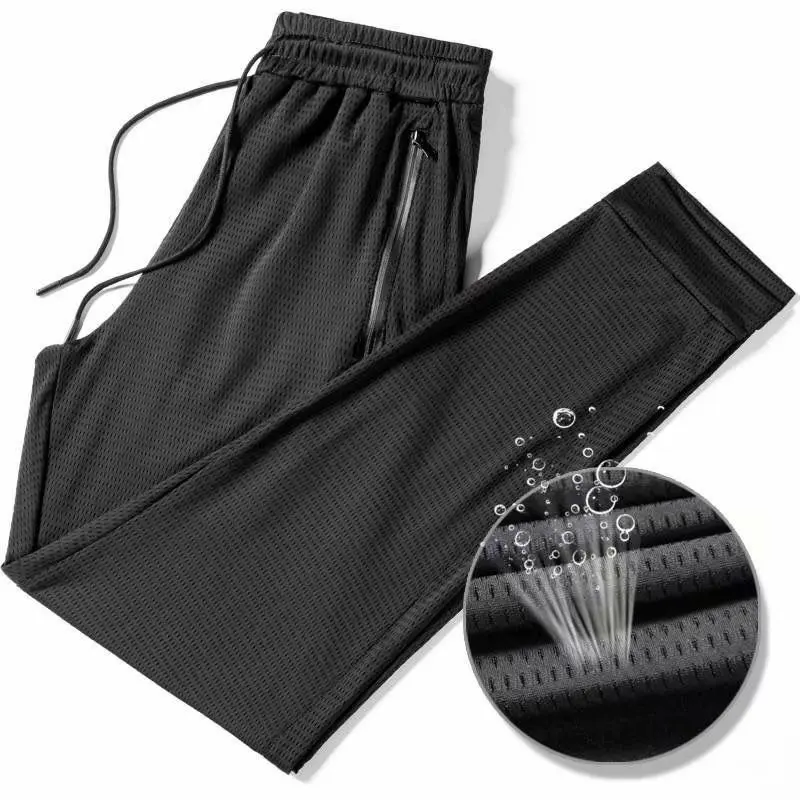 

Men's Summer Ice Silk Pants Mesh Breathable men's Casual Thin Pants Sports Plus Size Slim Trousers Loose Pants