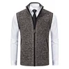 #4869 Autumn Winter Knitwear Sweater Vest Men Zipper Stand Collar Solid Color Outerwear Knitted Vest Man Cardigan Waistcoat Warm 5